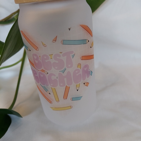 Best Teacher frosted glass 18 oz - Picture 2 of 2